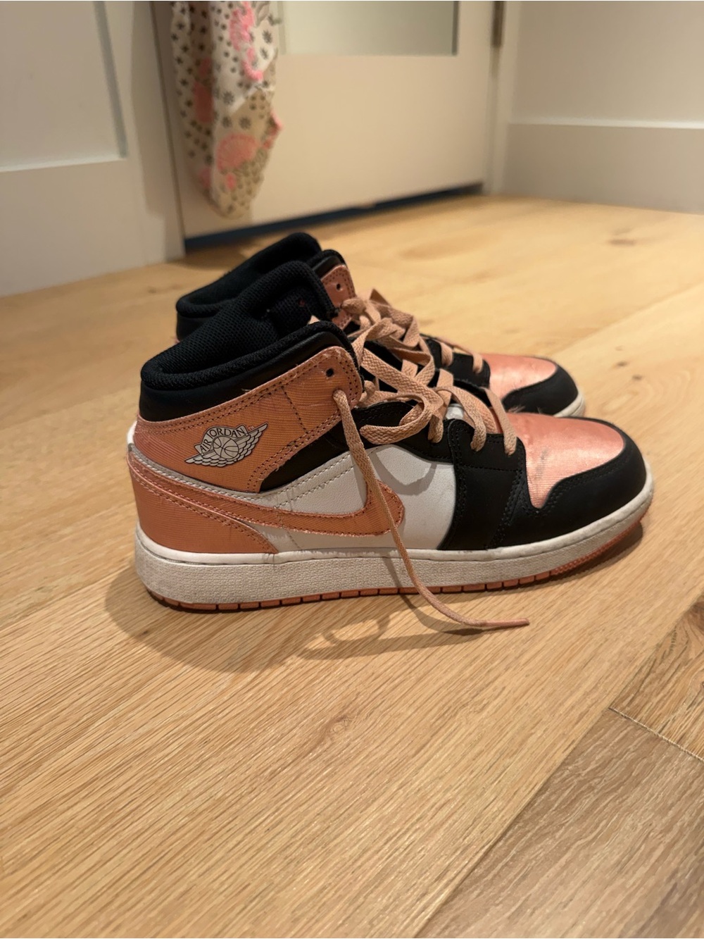 Jordan Kids' Mid-Top Sneakers in Metallic Copper, Black & White